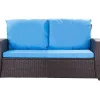 Coussins de canapé meubles de jardin en résine tressée Bleu Coussins balançoire 160x60x50cm Coussin de banc de jardin 3 places