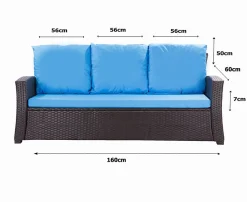 Coussins de canapé meubles de jardin en résine tressée Bleu Coussins balançoire 160x60x50cm Coussin de banc de jardin 3 places