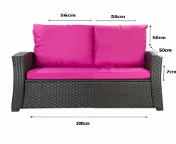 Coussins de canapé meubles de jardin en résine tressée Rose, Coussins balançoire 100x50x50cm Coussin pour banquette polyrattan
