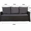 Coussins de canapé meubles de jardin en résine tressée Noir Coussins balançoire 170x50x50 Coussin de banc de jardin 3 places