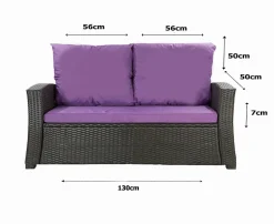 Coussins de canapé meubles de jardin en résine tressée Violet, Coussins balançoire 130x50x50cm Coussin de banc extérieur -Mix