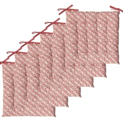 Coussins de Chaise Carrées Bicolores 40x40cm - lot de 6 - en Terracotta Imprimé/Uni DYLREV