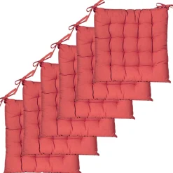 Coussins de Chaise Carrées Bicolores 40x40cm - lot de 6 - en Terracotta Imprimé/Uni DYLREV