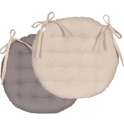 Coussins de Chaise Rondes Bicolores D.40cm - lot de 4 - Beige et Gris DYLREV