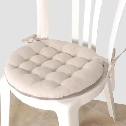Coussins de Chaise Rondes Bicolores D.40cm - lot de 4 - Beige et Gris DYLREV