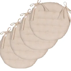 Coussins de Chaise Rondes Bicolores D.40cm - lot de 4 - Beige et Gris DYLREV