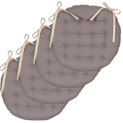 Coussins de Chaise Rondes Bicolores D.40cm - lot de 4 - Beige et Gris DYLREV