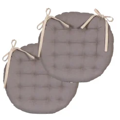 Coussins de Chaise Rondes Bicolores D.40cm - lot de 2 - Beige et Gris DYLREV