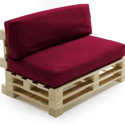 Coussins Palette Déhoussable Imperméable LOT BANANAIR 120x80cm/120x40cm Rouge
