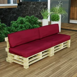 Coussins Palette Déhoussable Imperméable LOT x2 BANANAIR 120x80cm/120x40cm Rouge