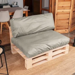 Coussins Palette Déhoussable Imperméable LOT BANANAIR 120x80cm/120x40cm Gris clair