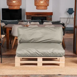 Coussins Palette Déhoussable Imperméable LOT BANANAIR 120x80cm/120x40cm Gris clair