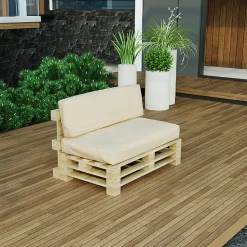 Coussins Palette Déhoussable Imperméable LOT BANANAIR 120x80cm/120x40cm Beige