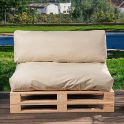 Coussins Palette Déhoussable Imperméable LOT BANANAIR 120x80cm/120x40cm Beige