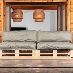 Coussins Palette Déhoussable Imperméable LOT x2 BANANAIR 120x80cm/120x40cm Gris clair