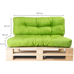 Coussins palette lot en polyester BANANAIR 120x80x15 cm vert