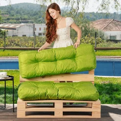 Coussins palette lot en polyester BANANAIR 120x80x15 cm vert