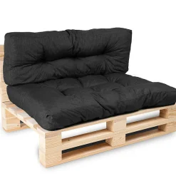 Coussins palette lot en polyester BANANAIR 120x80x15 cm noir