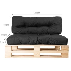 Coussins palette lot en polyester BANANAIR 120x80x15 cm noir