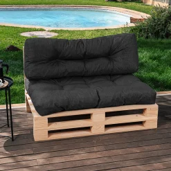 Coussins palette lot en polyester BANANAIR 120x80x15 cm noir