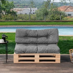 Coussins palette lot en polyester BANANAIR 120x80x15 cm gris