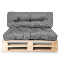 Coussins palette lot en polyester BANANAIR 120x80x15 cm gris