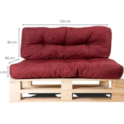 Coussins palette lot en polyester BANANAIR 120x80x15 cm rouge