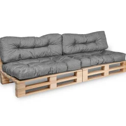 Coussins Palette lot x2 en polyester BANANAIR 120x80cm/120x40cm Gris
