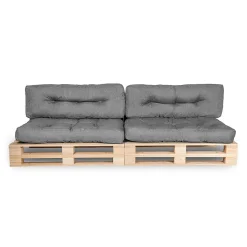 Coussins Palette lot x2 en polyester BANANAIR 120x80cm/120x40cm Gris