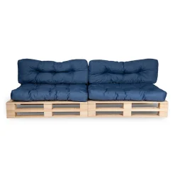 Coussins Palette lot x2 en polyester BANANAIR 120x80cm/120x40cm Bleu