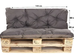 Coussins palettes 120x60 / 120x60cm coussins de palette Anthracite, coussins de canapé de jardin, coussin palette exterieur