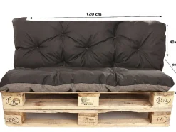 Coussins palettes 120x80 / 120x40cm coussins de palette Noir, coussins de canapé de jardin, coussin palette exterieur