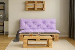 Coussins palettes 120x60 / 120x50cm coussins de palette Violet clair, coussins de canapé de jardin, coussin palette exterieur