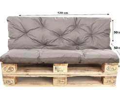 Coussins palettes 120x50 / 120x50cm coussins de palette Gris, coussins de canapé de jardin, coussin palette exterieur