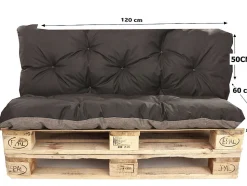 Coussins palettes 120x60 / 120x50cm coussins de palette Noir, coussins de canapé de jardin, coussin palette exterieur