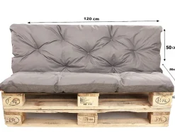 Coussins palettes 120x80 / 120x50cm coussins de palette Gris, coussins de canapé de jardin, coussin palette exterieur