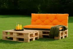 Coussins palettes 120x80 / 120x50cm coussins de palette Orange, coussins de canapé de jardin, coussin palette exterieur