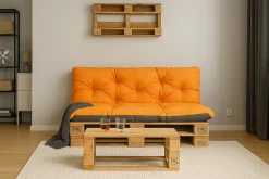 Coussins palettes 120x80 / 120x50cm coussins de palette Orange, coussins de canapé de jardin, coussin palette exterieur