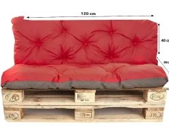 Coussins palettes 120x80 / 120x40cm coussins de palette Rouge, coussins de canapé de jardin, coussin palette exterieur