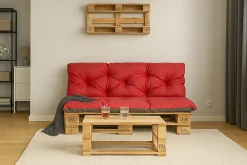 Coussins palettes 120x80 / 120x40cm coussins de palette Rouge, coussins de canapé de jardin, coussin palette exterieur