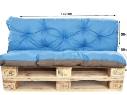 Coussins palettes 120x50 / 120x50cm coussins de palette Bleu, coussins de canapé de jardin, coussin palette exterieur