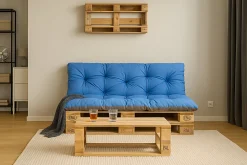 Coussins palettes 120x50 / 120x50cm coussins de palette Bleu, coussins de canapé de jardin, coussin palette exterieur
