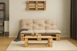 Coussins palettes 120x60 / 120x50cm coussins de palette Beige, coussins de canapé de jardin, coussin palette exterieur