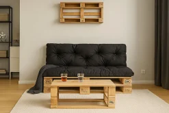 Coussins palettes 120x50 / 120x40cm coussins de palette Noir, coussins de canapé de jardin, coussin palette exterieur