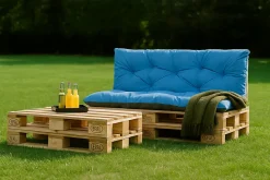 Coussins palettes 120x60 / 120x50cm coussins de palette Bleu, coussins de canapé de jardin, coussin palette exterieur