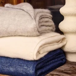 Couverture chaude laine et mohair (220x240 cm - Gris clair)