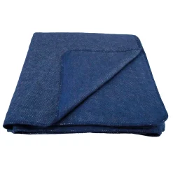 Couverture chaude laine et mohair (220x240 cm - Bleu Foncé)