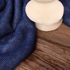 Couverture chaude laine et mohair (220x240 cm - Bleu Foncé)
