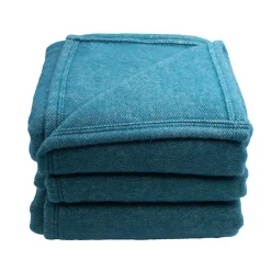 Couverture en laine mélangée - Effet denim (240x260 cm - Turquoise)
