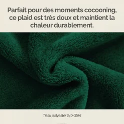 Couverture, plaid polaire 150 x 200 cm en flanelle ultra doux - Vert - Vivezen